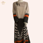 Kaftan beige and orange